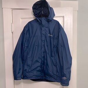 Columbia Blue Omni-Tech Raincoat with Hood